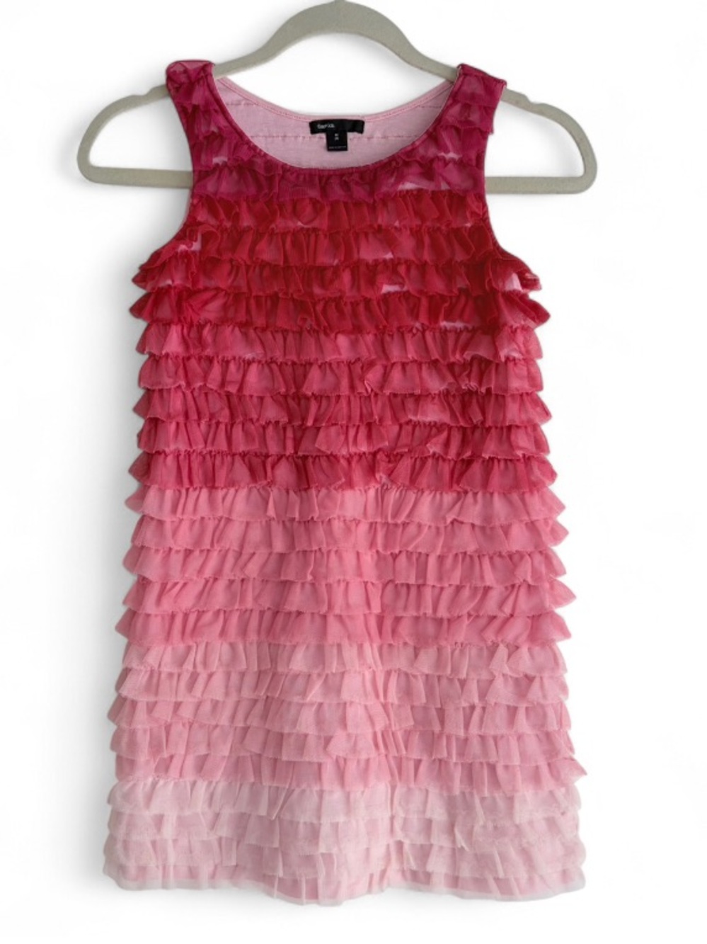 GAP Kids Pink and Red Ombre Tiered Tulle Ruffle Dress Size M